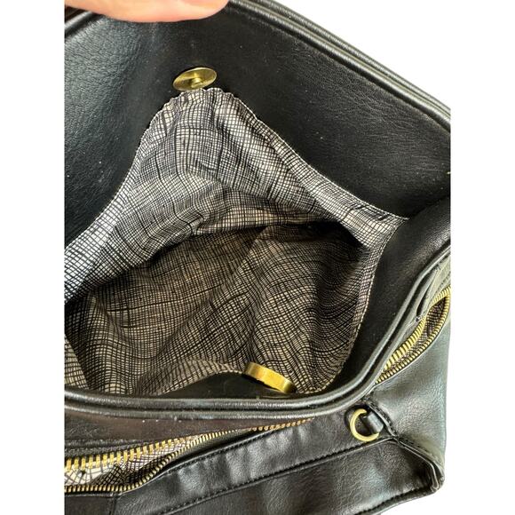 Antik Kraft Black Pebbled Faux Leather Double Strap Hand Bag - Picture 5 of 8